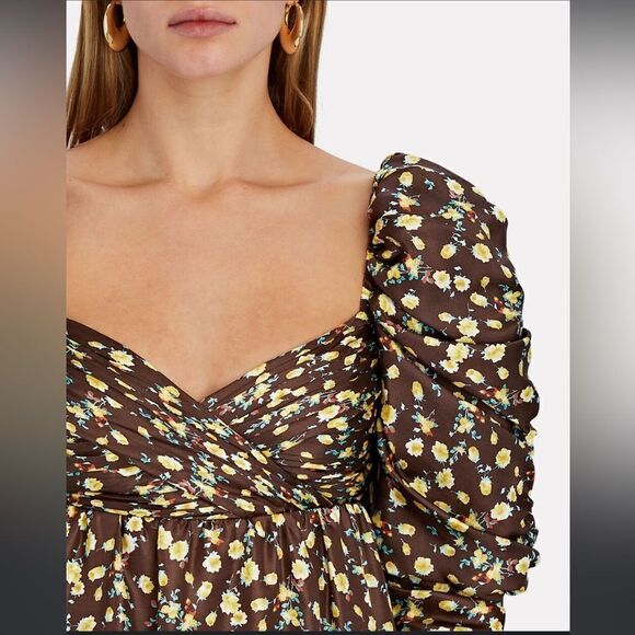 New AUTUMN ADEIGBO Bridgette Puff-Sleeve Mini Dress Size 4 - Picture 3 of 12